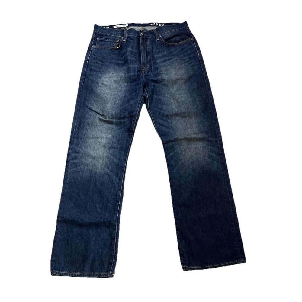 Gap 1969 Mens Relaxed Leg Dark Wash Denim Jeans Size 36x34 Classic